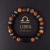12 Constellations Natural Stone Beaded Bracelet Zodiac Tiger Eye Stone Bracelet for Women Men