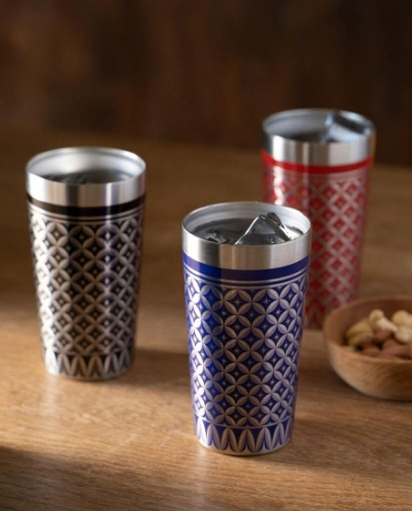 J-kitchens Select Doppelwandiger Vakuum-Becher aus Edelstahl, Rot, Holzbox, 350ml