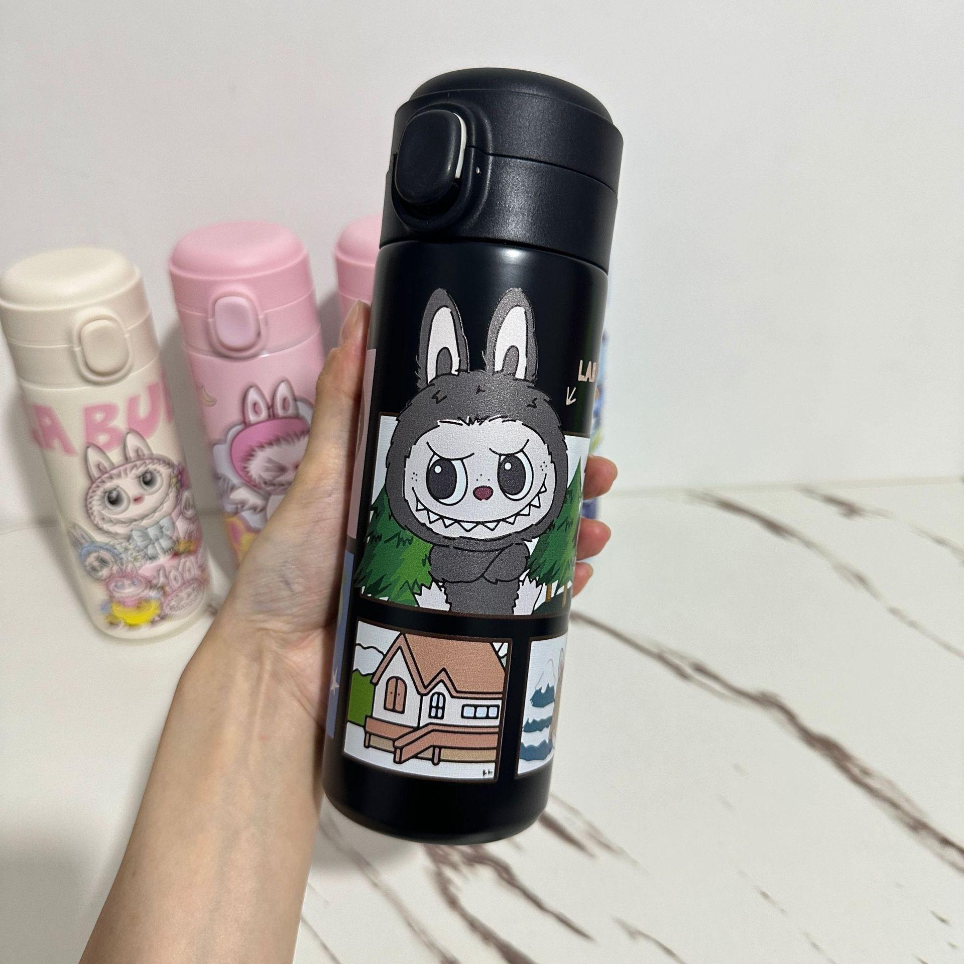 

Cartoon Thermos Cup Large Capacity Buckle Cup 304 Stainless Steel Pea Cup Home Furnishing 400ml