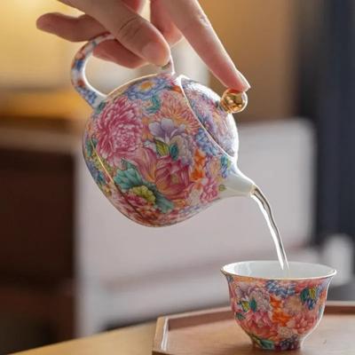 Ceainice Chinezesti Lucrate Manual Ceainic din Porțelan Ceainice Emailate Colorate Veselă pentru Ceai Accesorii Ceramice pentru Ceai Ceainice Kung Fu