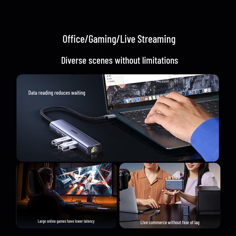 UGREEN USB-C to Gigabit Ethernet & USB 3.0 Hub