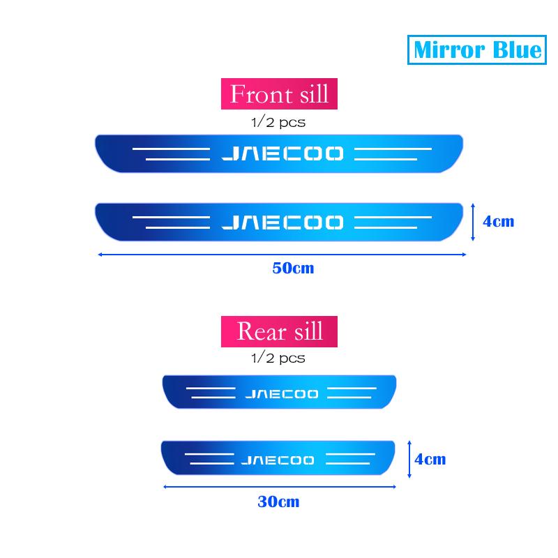 4pcs Car Stainless Door Sill Strip 3D Metal Brushed Black Threshold Sticker for Jaecoo J6 J7 J8 PHEV