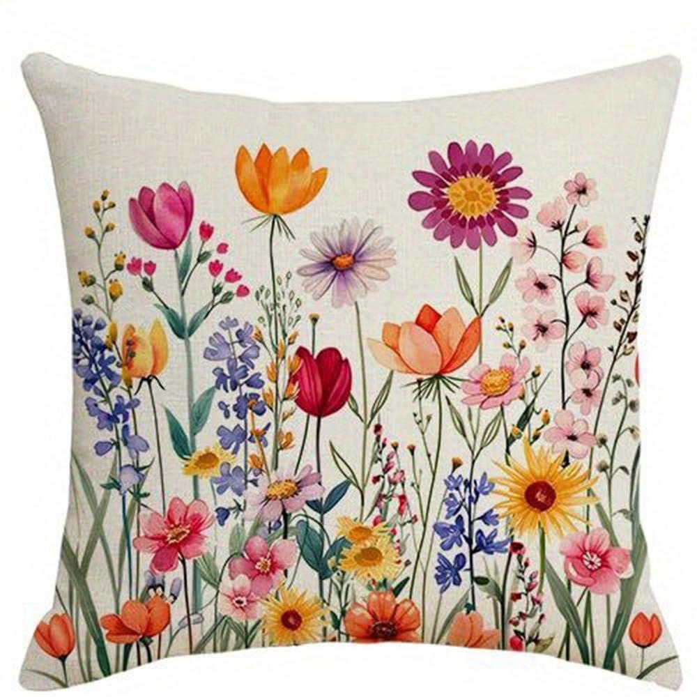 Colorful Floral Home Blessing Pillow CoversLiving room sofa cushion cover, soft and comfortable, bedroom room decoration