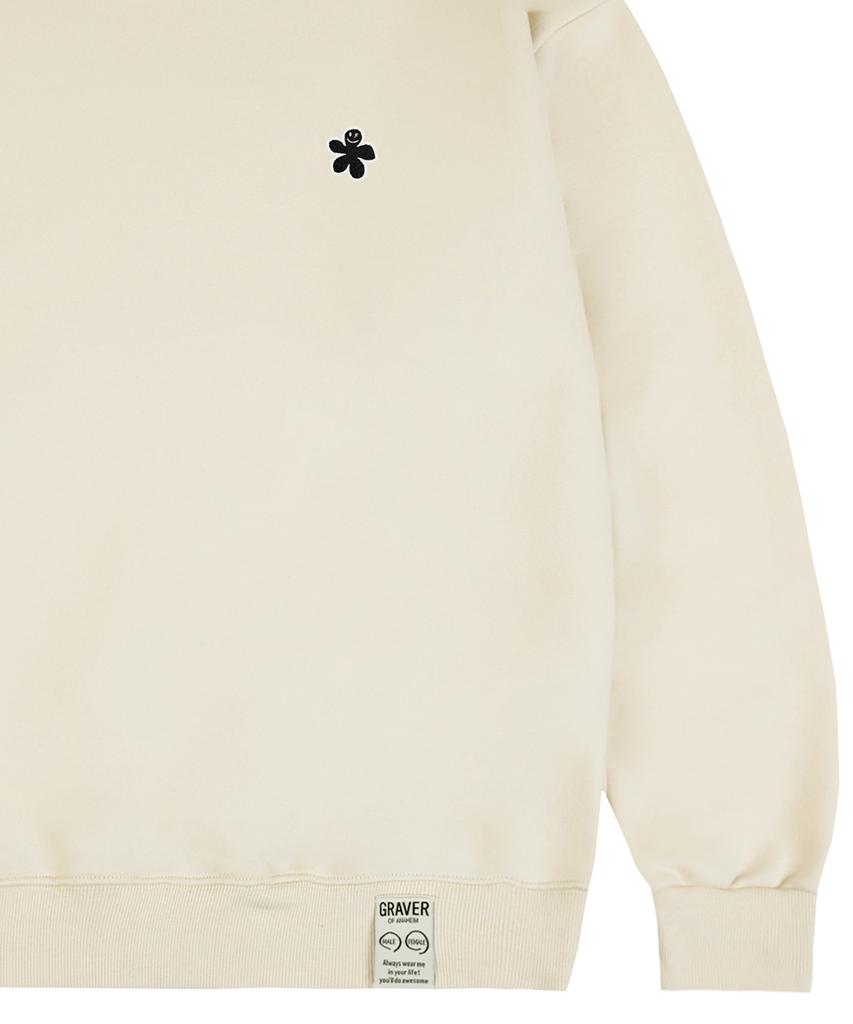 GRAVER [Unisex] Black Odd Flower Embroidered Sweatshirt_Cream
