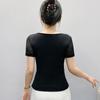 New European Sweet Women's Clothes T-shirt Chic Shiny Hot Diamonds Mesh Tees Sexy Square Neck Short Sleeve Female Summer Tops