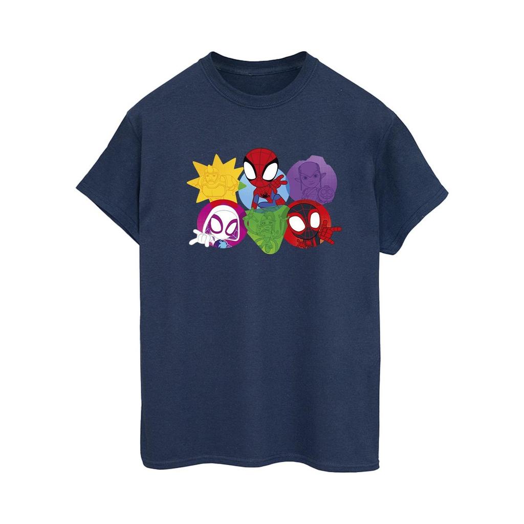 Marvel Womens/Ladies Spidey And His Amazing Friends Faces Cotton Boyfriend T-Shirt