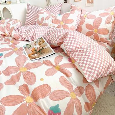 Bedding Set Kids Adult Flat Sheet Duvet Cover Pillowcase Single Double Full Size Bed Linen Floral Cherry Home Textile