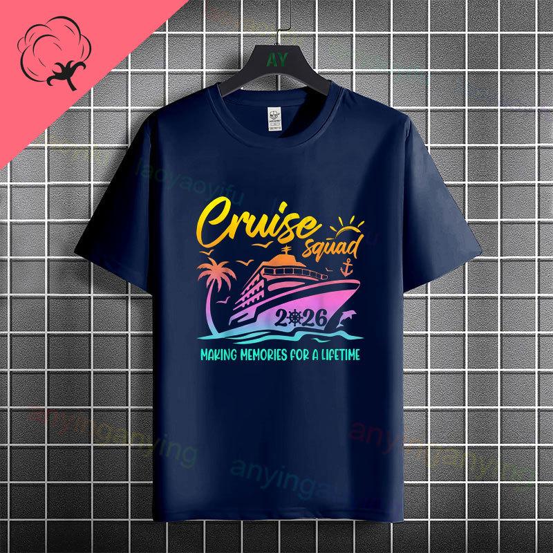 Funny Family 2026 Cruise Graphic Tshirt With Making Memories For A Lifetime Design Pure Cotton Short Sleeve Casual Tshirt
