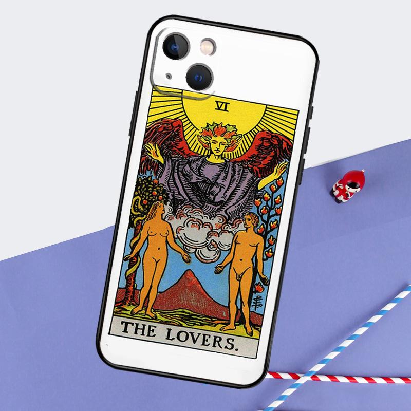 Tarot Card Astrology Sun Moon Lover Phone Case For iPhone 16 15 Pro Max 12 13 Mini 11 14 Pro Max XR 16 15 Plus 16e Cover Coque