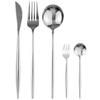 5Pcs Black Gold Dinnerware Set Knife Fork Spoon Flatware Set Stainless Steel Tableware Set Kitchen Cutlery Fruit Fork Silverware