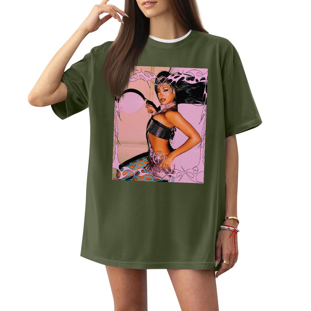 Women's Casual Printed T-Shirt Round Neck Pullover Short Sleeve Top