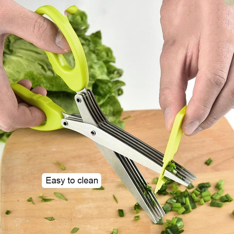 Çok katmanlı mutfak makası soğan makası paslanmaz çelik sebze kesici yeşil soğan ot Laver makas mutfak aksesuarları