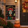 Sugar Skull Yard Ornaments Day of The Dead Garden Flag, 12x18 Inch Floral Decorative Weather Resistant Patio Banners Mexican Gothic Skeleton