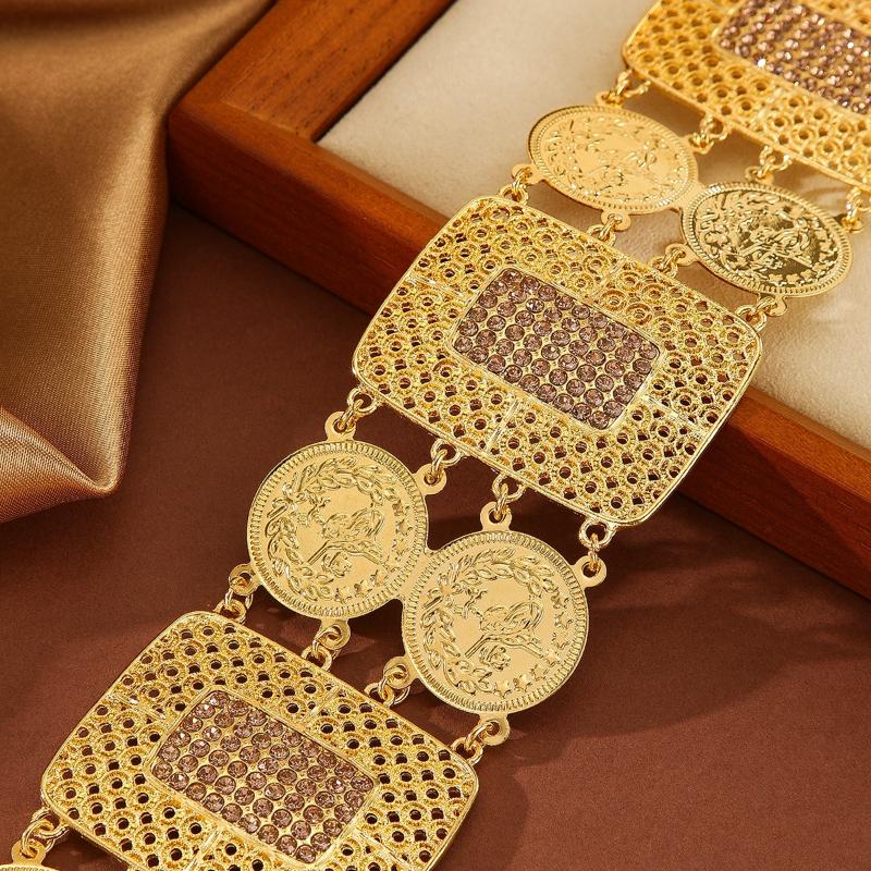 Moroccan-Style Bride Belt Jewelry Chain Metal Hollowed-Out Geometric Pattern Vintage Wedding Dress Performance Belt