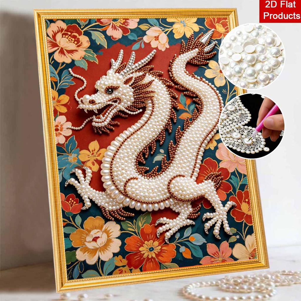 Pearl Painting 5D DIY Chinese Dragon Gemstone Art Diamond Painting Kit for Adults/Beginners Gift Ideas Home Decor Crafts Wall Art Decor