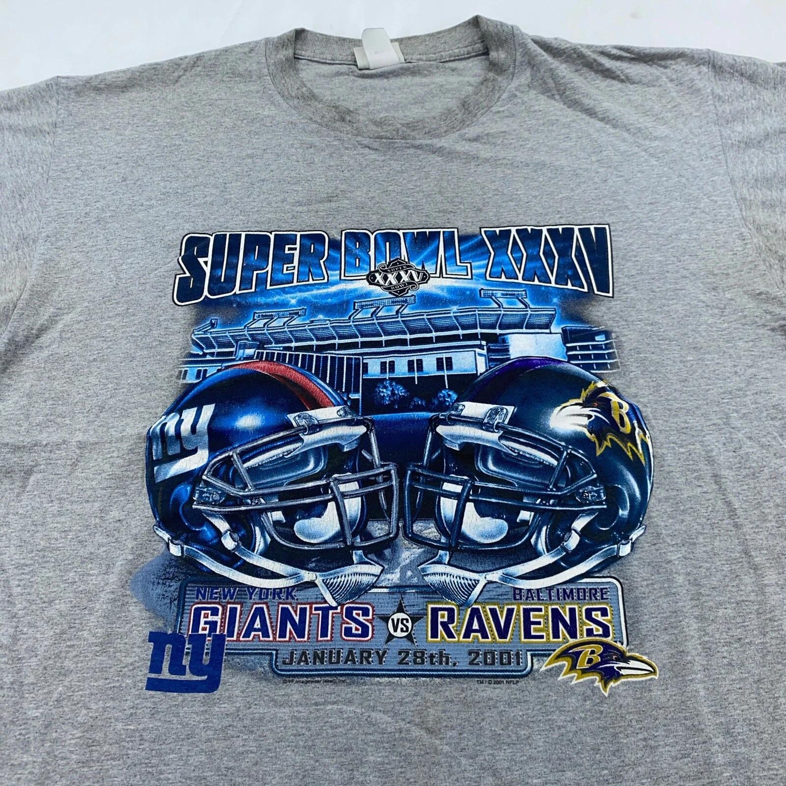 

vintage 2001 SUPER BOWL XXXV BALTIMORE RAVENS T-Shirt XL football NFL soft L