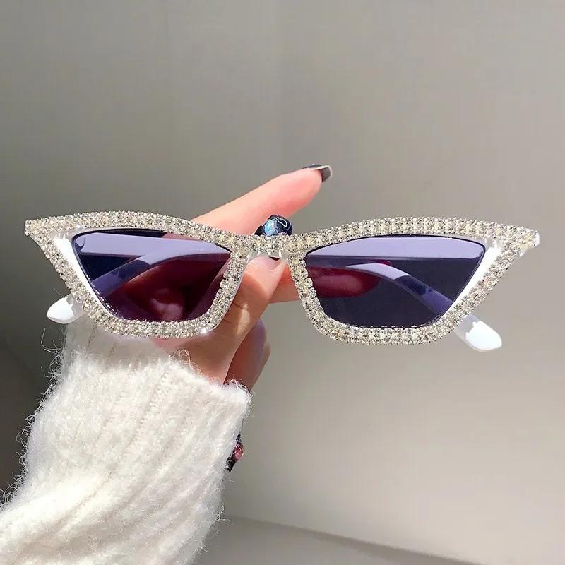 Fashion Diamond Cat Eye Sunglasses Women Men Luxury Brand Designer Glitter Triangle Sun Glasses UV400 Shades Eyeglasses Goggles