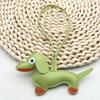 In-Stock Dachshund Cartoon Pendant Leather Dog Bag Charm Phone Case Accessory Creative Car Charm