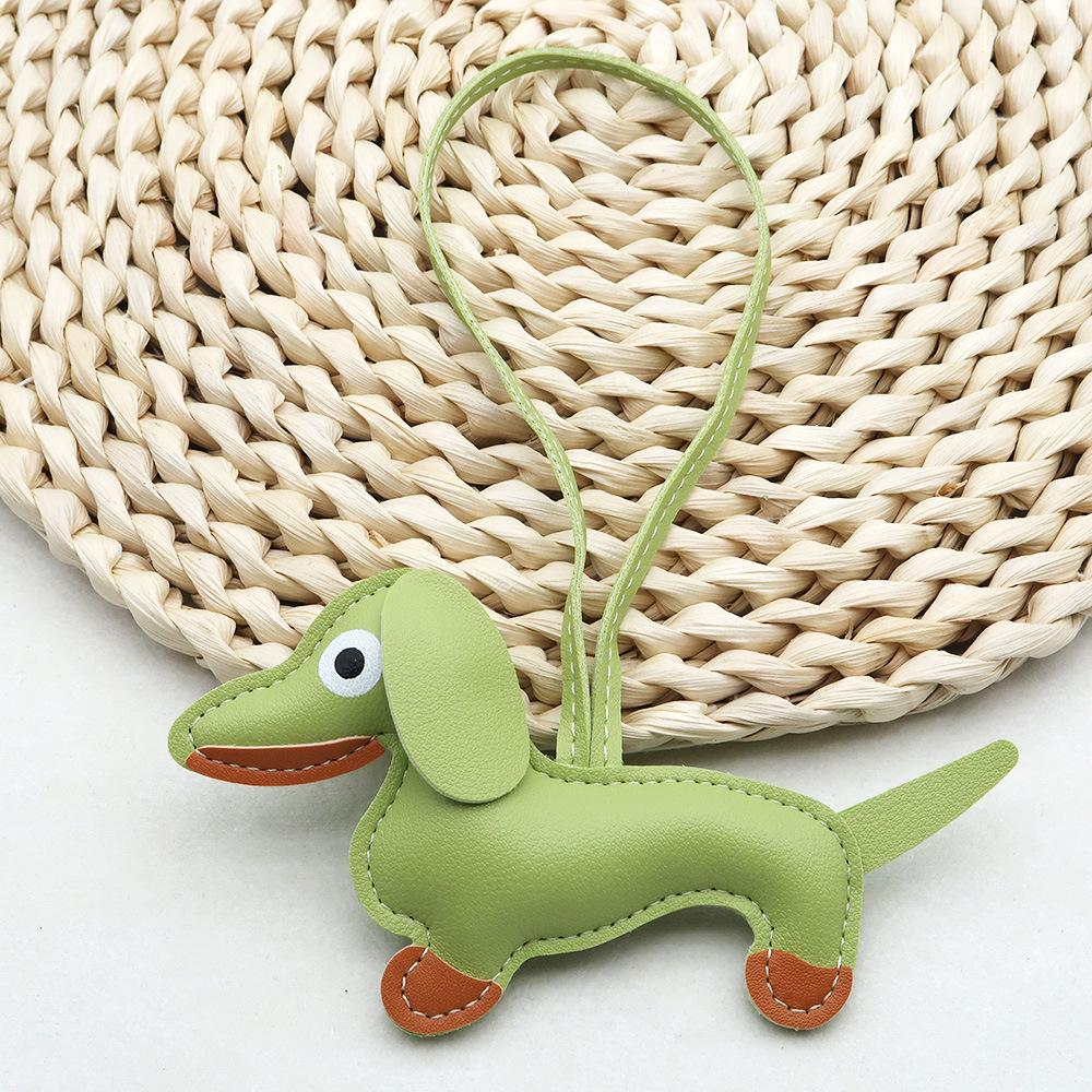 In-Stock Dachshund Cartoon Pendant Leather Dog Bag Charm Phone Case Accessory Creative Car Charm