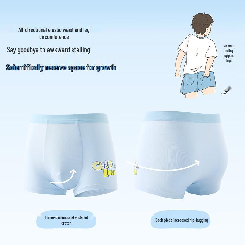 Boys' Antibacterial Silk Crotch Cartoon Boxer Briefs 3-Pack