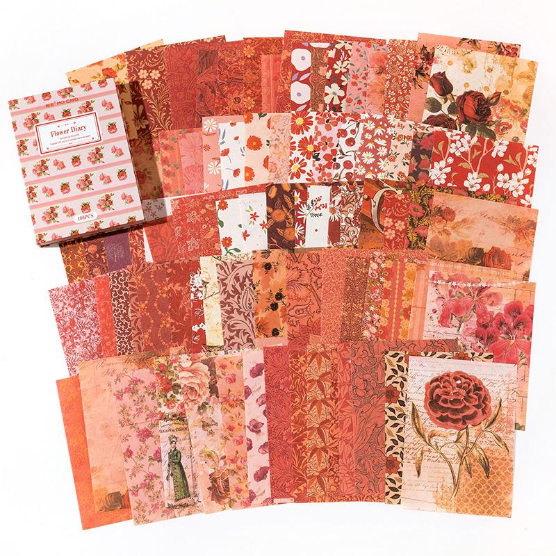 100 pcs Plants and flowers material paper Large size for DIY Diary Album Scrapbooking Background paper handmade Craft Supplies