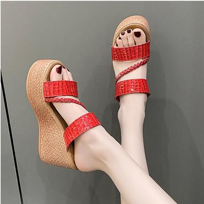 Mode Neue Keilabsatz-Plateausandalen Damen Sommer 2024 Sexy Zehenfrei Pantoletten für Damen Sandalen mit Absatz Zapatillas De Mujer Tacon