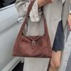 Solid Color Suede Tote Bag Korean Style Underarm Packs Sweet Large Capacity Handbag  Outdoor
