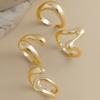 Punk Geometric Metal Irregular Rings for Women Men Vintage Gold Color Curved Open Ring Set Fashion Unisex Jewelry Gift