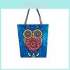Stylish Women's Canvas Tote Shoulder Handbag Featuring Owl Design For Travel And Shopping