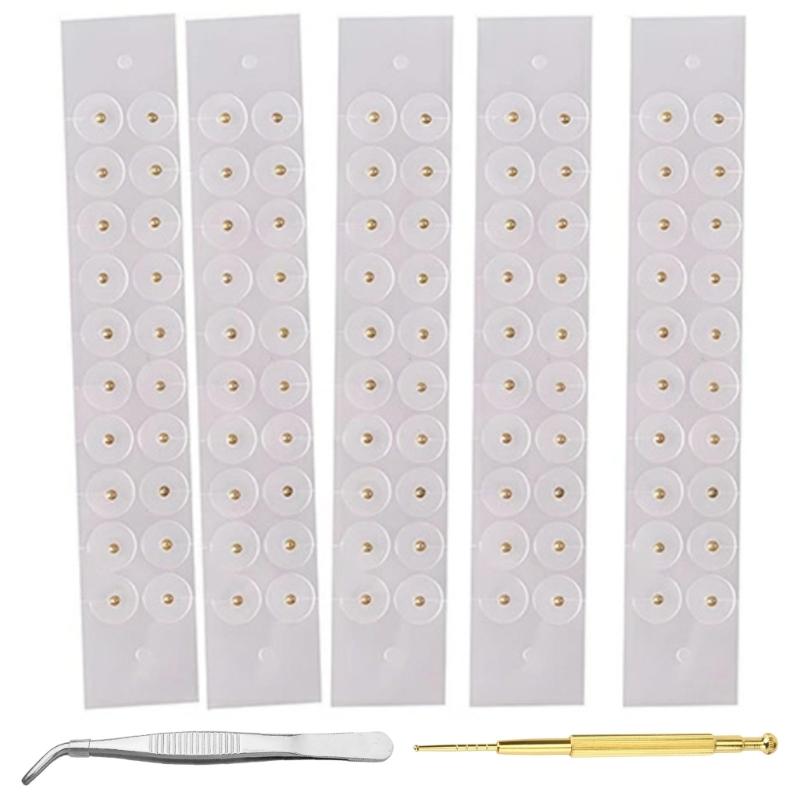 

100Pcs Clear Disposable Ear Stickers Auricular Ear Stickers Massager Acupunctures Beads Ear Care for Women and Men