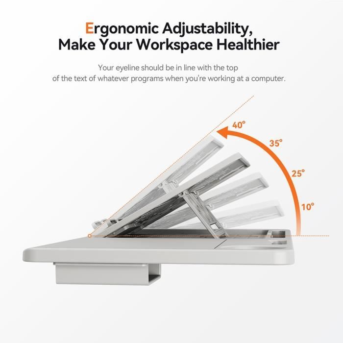 Poste de Travail Détachable - NEWTRAL - LAPD - Réglable - Pour Chaise Ergonomique - Gris