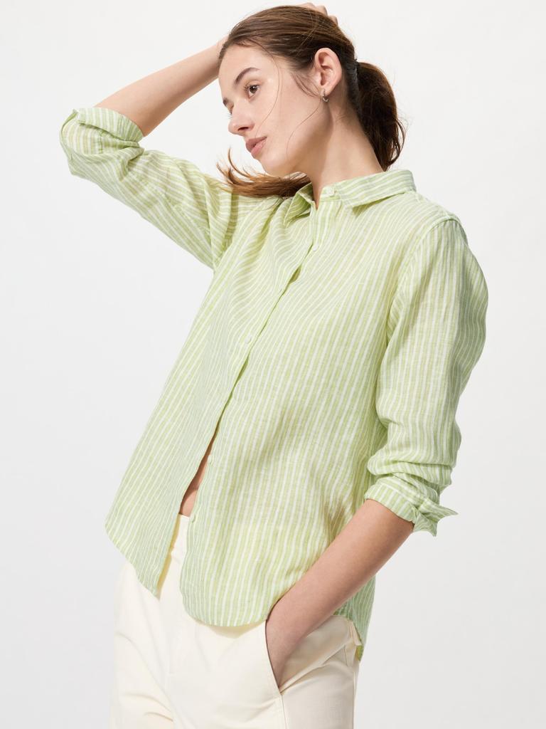 Uniqlo Premium Linen Shirt  Long Sleeve  Stripe B