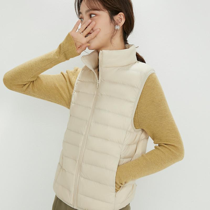 Thin Down Jacket Vest Women's New Autumn and Winter 2024 90 White Duck Down Vest Stand-up Collar Short Vest Tide