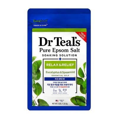 Dr. Teal's Pure Epsom Salt Soaking Solution Bath Salt Eucalyptus and Spearmint Fragrance, 1.36kg, 1 Piece