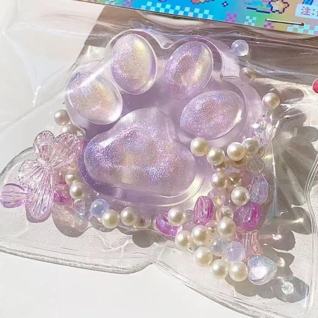 Tpr Purple Crystal Cat Paw Stress Relief Toy For Kids And Teens