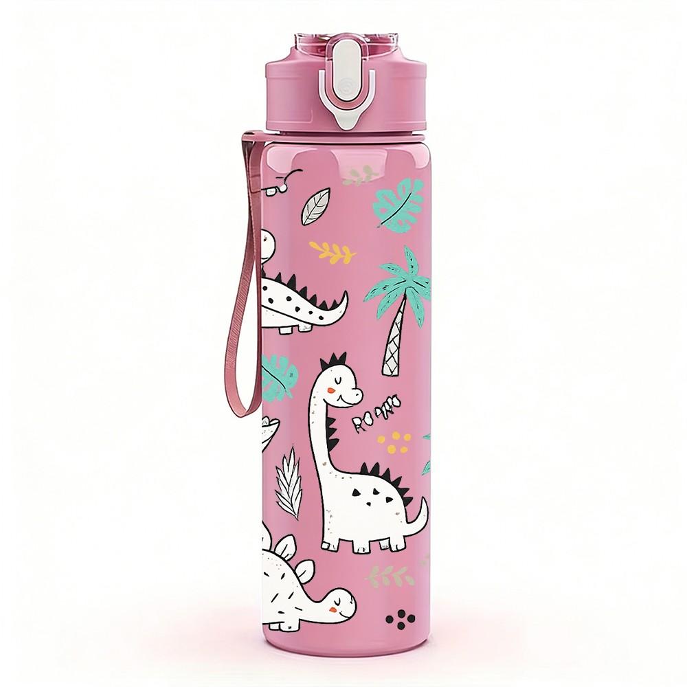 1PC Summer Beach Doodle Line Art Print 750ml Color Plastic Sports Water Bottle Leakproof Flip Straw Lid Suitable for Sports Office Home Use