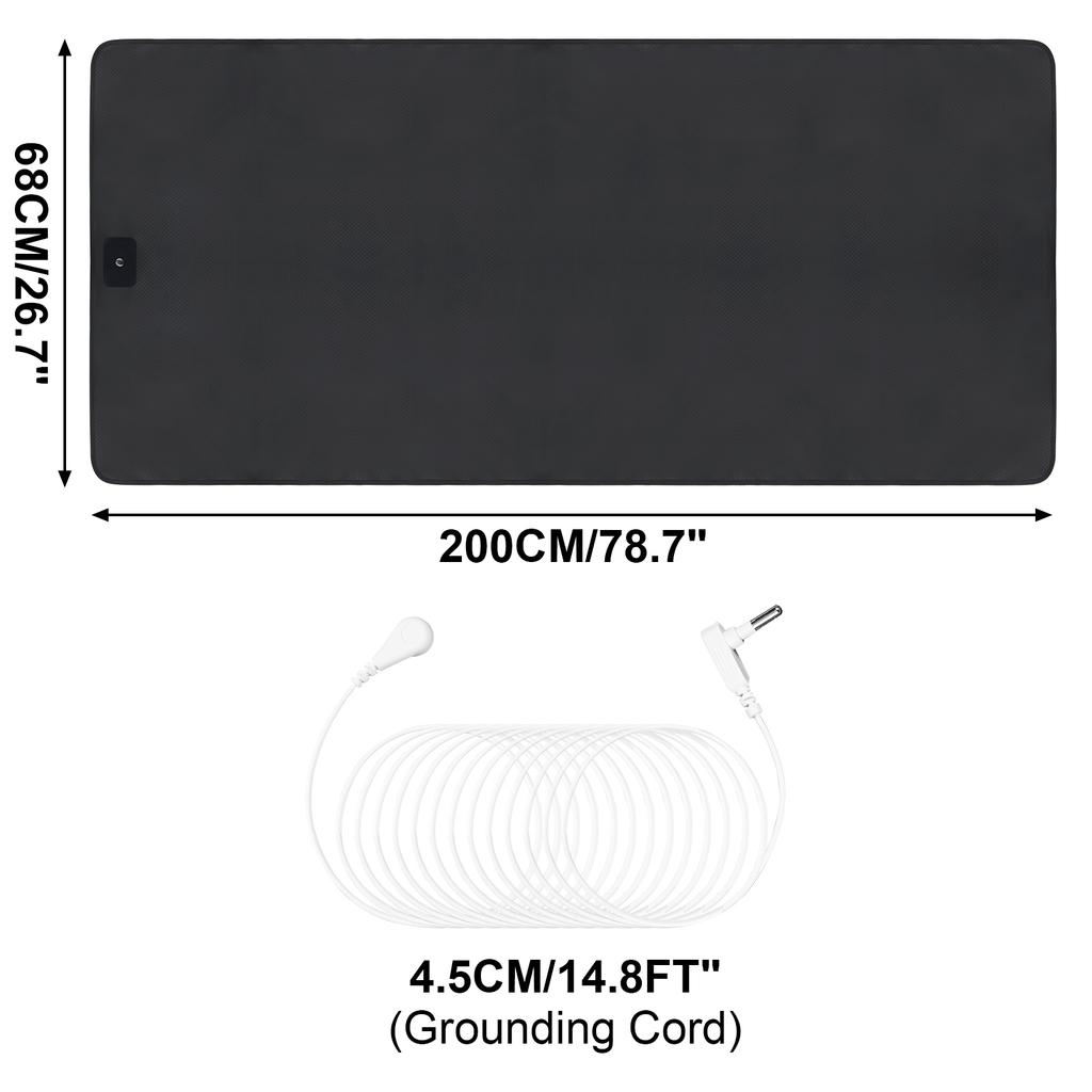 Grounding Mat for Bed 68cmWidth Earthing Mat Grounding Pad for Better Sleep Pain Stress Relief Conductive Carbon Fiber with Cord