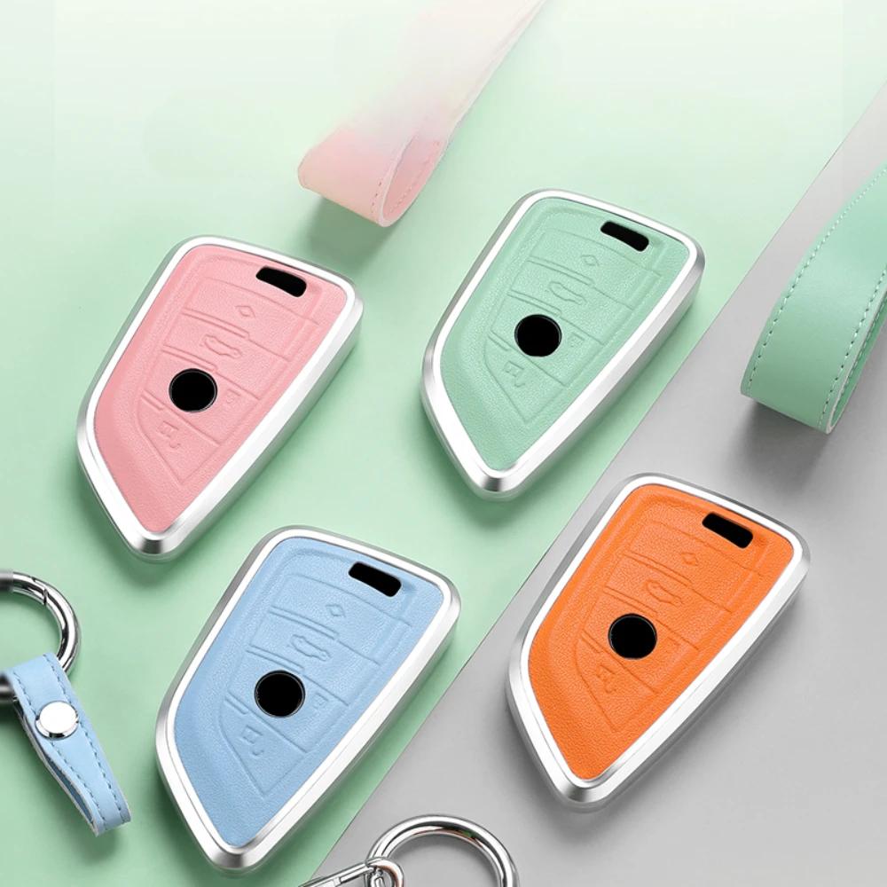 Alloy Leather Car Key Case Cover Shell Protector For Bmw X1 X3 X4 X5 F15 X6 F16 G30 7 Series G11 F48 F39 530 520 525 F30 G38