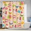 Cute Bakery Pattern Shower Curtain Set for Bathroom Decor Sweet Treats Desserts Design Includes Hook (180x240cm) [SALE]