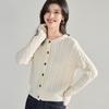 26 Spring New Knitted Thick Stick Needle Loose Fashion Sweater Women's Lazy Wind Cardigan Twisted Flower Short Top 22162
