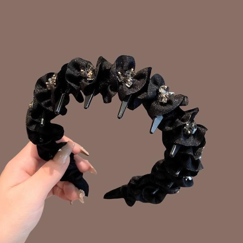 Elegant Temperament Rhinestone Design Hårbånd til Kvinder Daglig Brug Hovedbeklædning Skridsikkert Vask Ansigtet Hårbånd Hårtilbehør