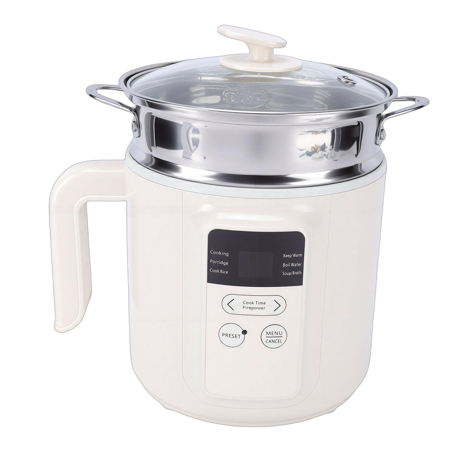 

Dorm Electric Cooker Low Sugar Anti Stick Multifunctional 1.8L Electric Pot with Steam Basket for Noodles Rice Soup US