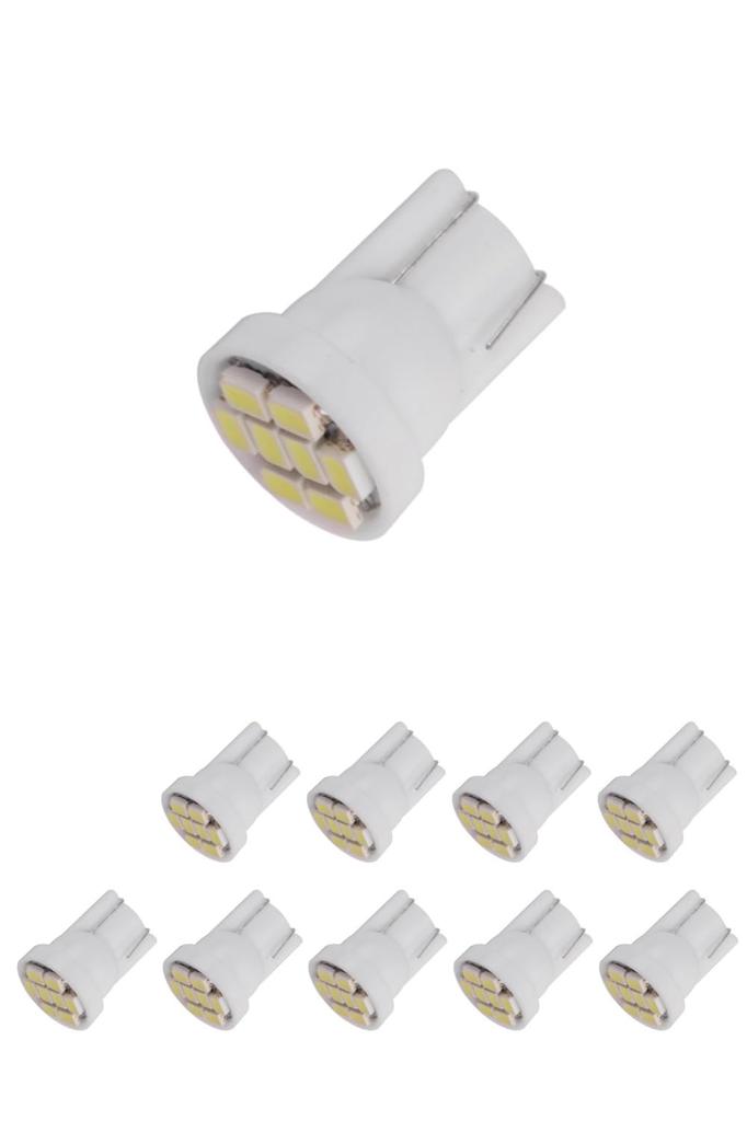 wumio LED License Plate Light T10 8 Row SMD Wedge Bulbs, Set of 10,