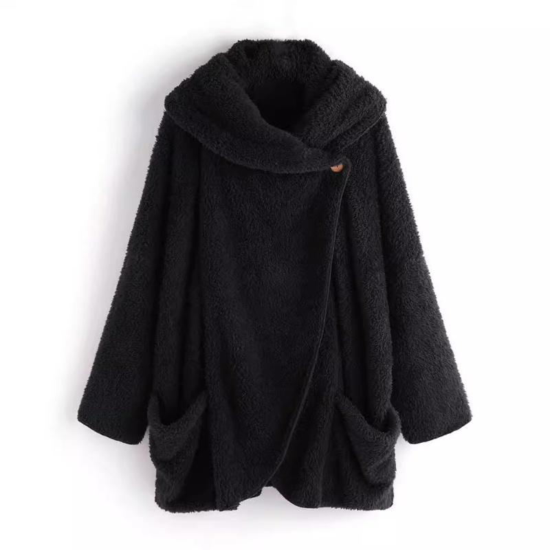 Women's Coat Autumn Winter Turn Down Collar Coat Women Oversized Warm Teddy Bear Jacket Lady Plush Coat Cardigan Jacket
