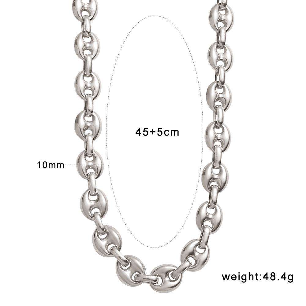 18K Coffee Bean Hip Hop Stainless Steel Necklace Bracelet