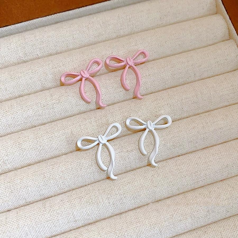 Spray Painted Bow Earrings with A Light Luxury High-End Feel Simple Exquisite Earrings Sweet Fashionable New Earrings Jewelry