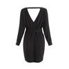 Women's Fashion Knitted Long Sleeve V-Neck Sexy Hip Wrap Warm Sweater Dress