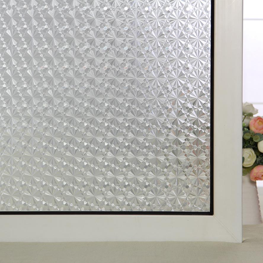 Diamond Flower Privacy Glass Film: Opaque, Light-Transmitting Anti-Peep Window Sticker for Bathrooms and Showers.
