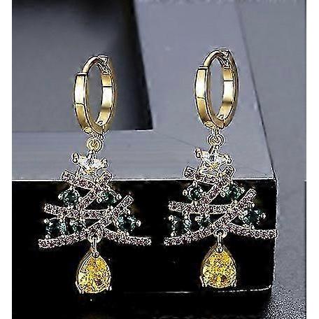 Christmas Tree Earrings Halloween Thanksgiving Fall Sparkling Hoop Dangle Drop Earrings For Women Festive Holiday Costume Party Outfits Holiday Jewelr