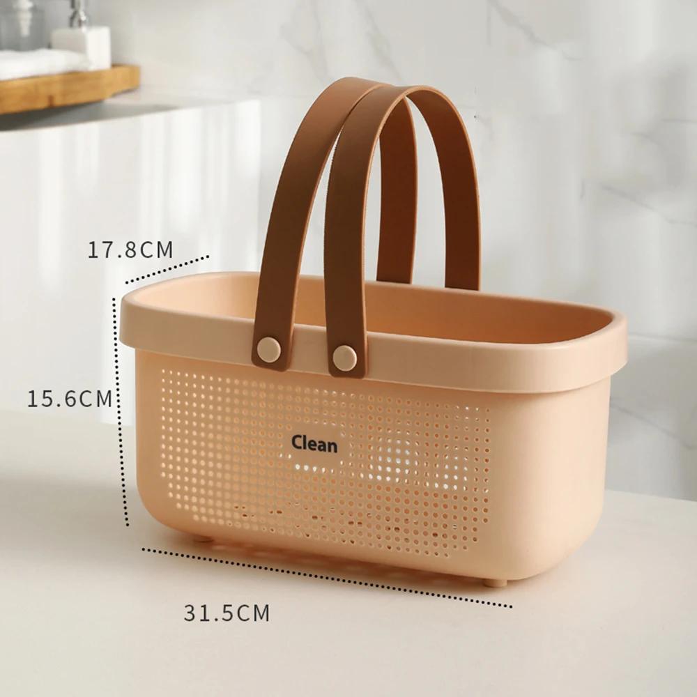 Durable Plastic Laundry Basket Large Capacity Clothes Organizer with Silicone Handle for Shower Room Bathroom Washhouse Rattan